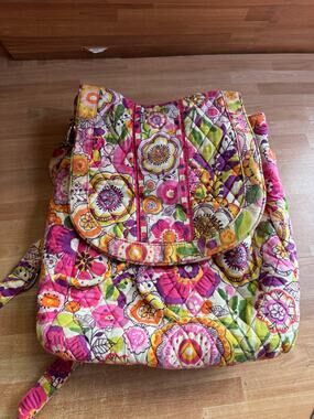 Vera Bradley Convertible Backpack Tote Bag in Clementine